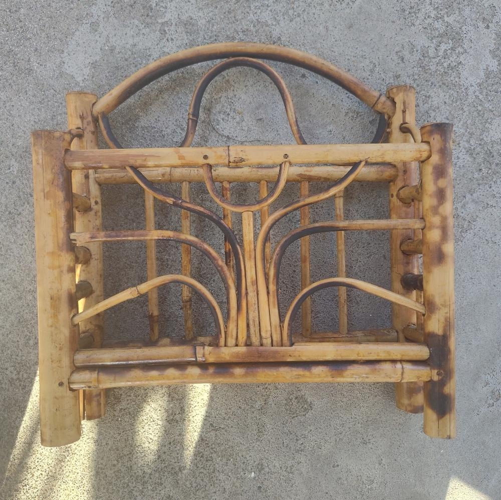 Vintage Bamboo Letter Holder Desk Wall Caddy Rattan MCM TIKI